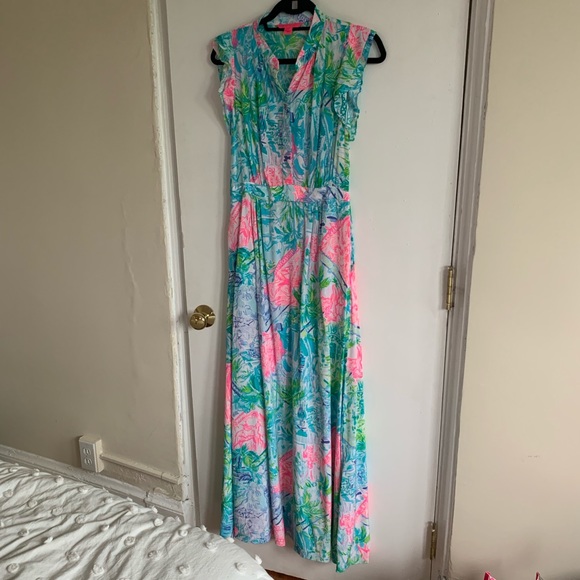 palm beach silk maxi dress